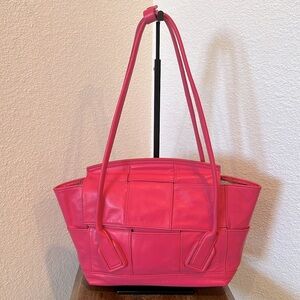 BOTTEGA VENETA Arco Intrecciato Leather Tote Bag in Pink Authentic